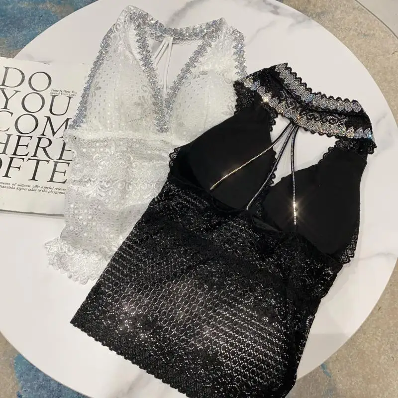 Топ женский кружевной облегающий с открытой спиной на бретелях лето 2021 | Женская