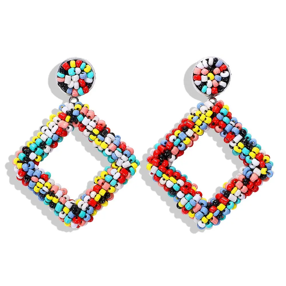 Miwens, новинка, Bauble Bar, синие Квадратные бусины, свисающие, модные женские серьги, кисточка, овальная рафия, массивные серьги-подвески ювелирные изделия - Окраска металла: 7