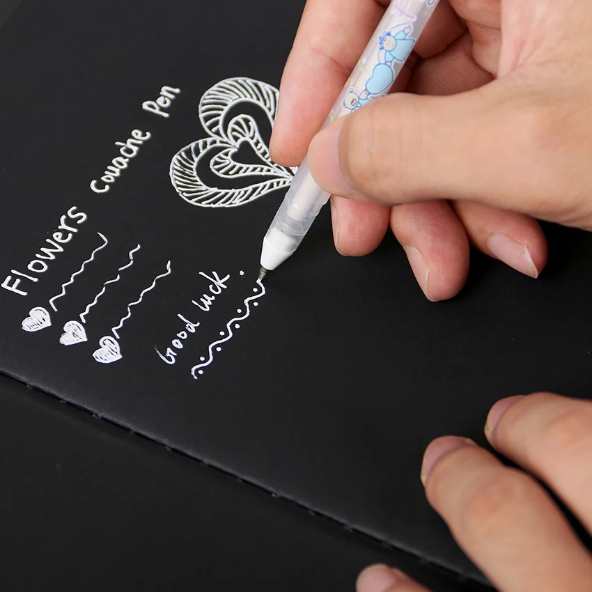 

White Ink Color Photo Album 0.8MM Gel Pen Cute Unisex Pen Gift For Kids Stationery Office Learning School Supplies