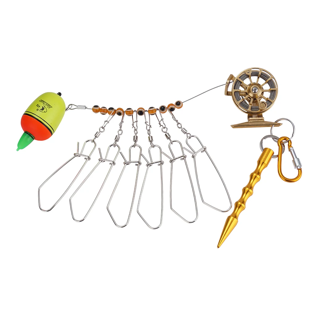 

Heavy Duty Fishing Lock Buckle With Reel And Floats Stainless Steel Lanyard