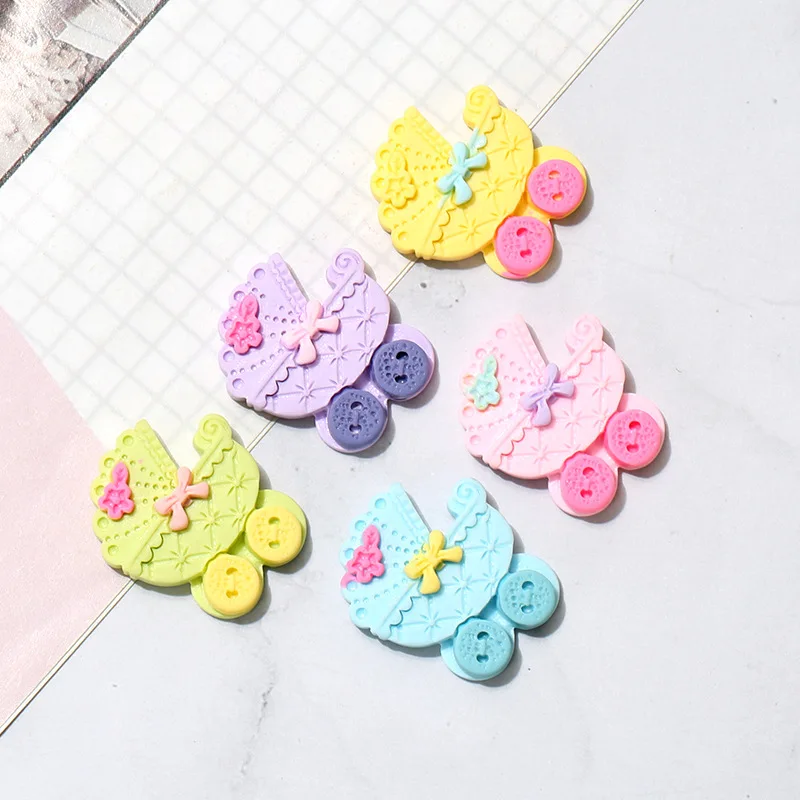 

Kawaii Baby Carriage Resin Miniature Art Flatback Cabochon DIY Decorative Craft Scrapbooking