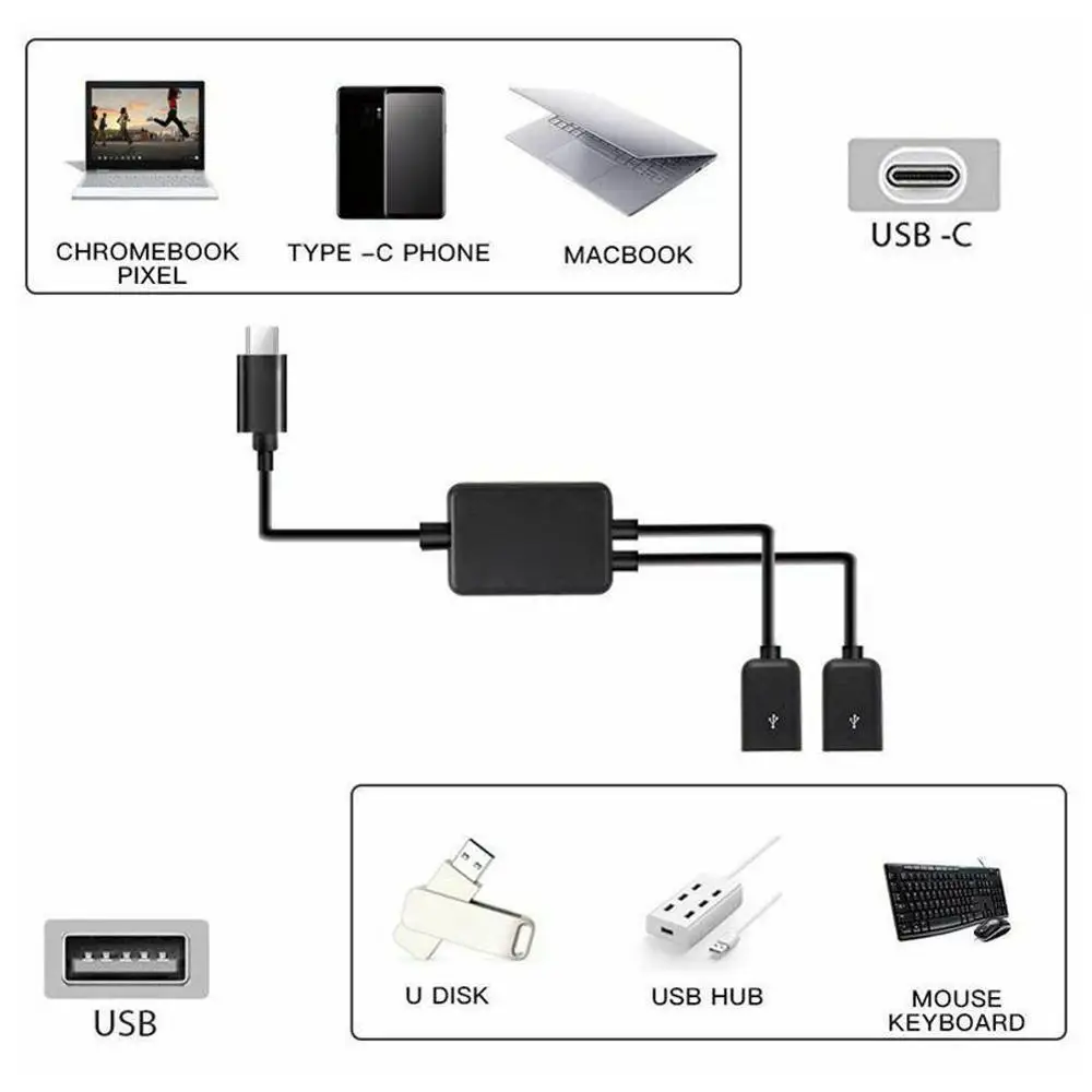 Micro USB/Type C к 2 OTG двухпортовый концентратор кабель Y сплиттер USB для адаптера
