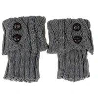 leg warmers winter new style short rhombus flip 2 buttons knitted woolen sock cover fashion boot foot