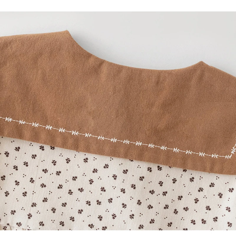 

Spring Autumn Toddler Baby Girl Romper Korean Style Corduroy Cotton Long Sleeve Flower Jumpsuit Baby Girls Clothes