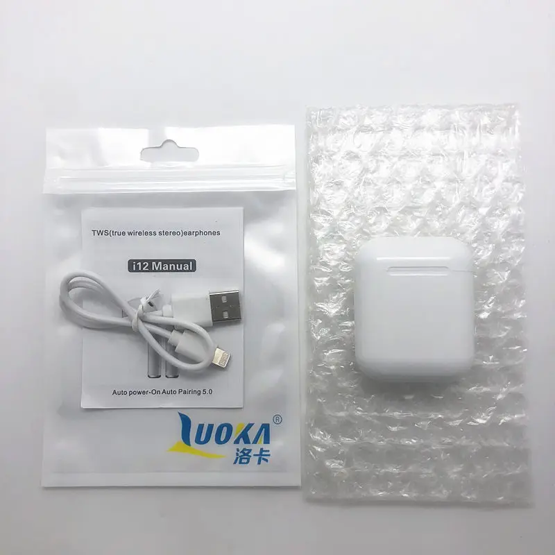 i12 white no box Перевозка груза падения i12 наушники-вкладыши TWS Bluetooth 5,0 наушники двойной звонки Smart Touch наушники для iPhone Samsung Xiaomi Huawei Pk I9s I7s I10 наушники - Цвет: i12 white no box
