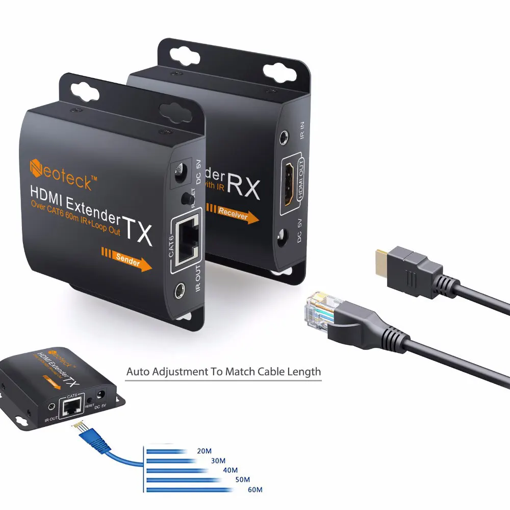 ESYNiC 1080p HDMI удлинитель с 2 портами разветвитель поддержкой 1 3 сигнала до 60 м RJ45