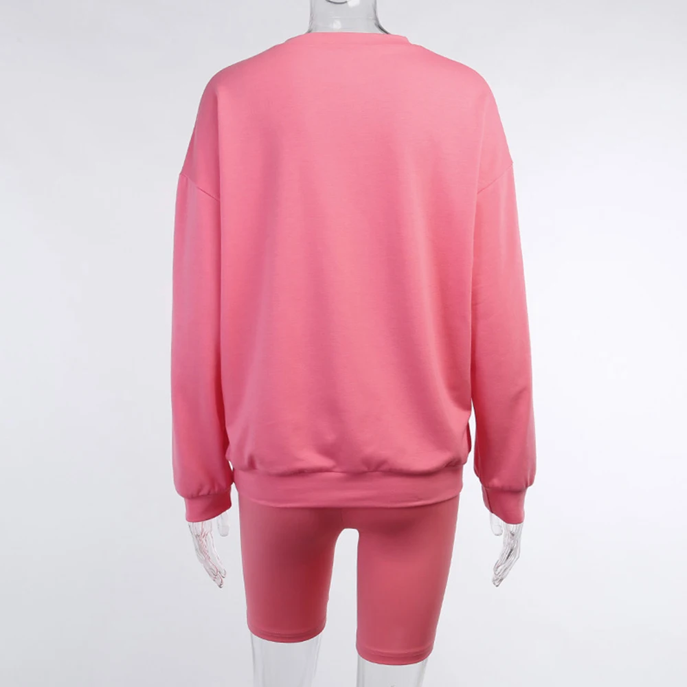 

Shorts Suit Women's Home Leisure Long Sleeve Loose Letters Pullover Bodycon Shorts Two Pieces Pajamas Set 2020 Autumn Winter