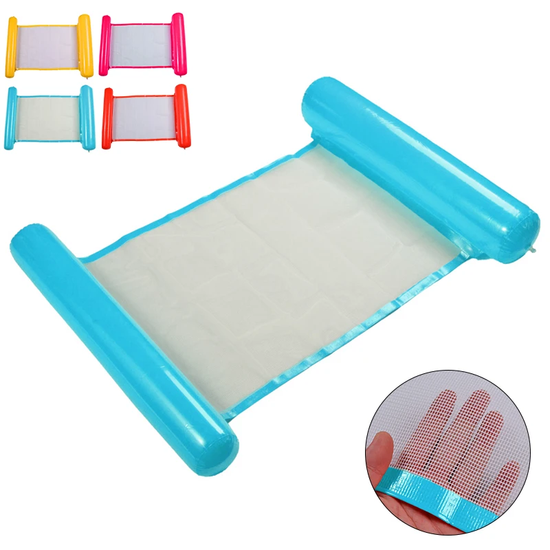 en Ucuz Yetişkin 130*73cm PVC şişme Yüzen Su Hamak Taşınabilir Su Geçirmez Tembel Hava Plaj Yatağı şezlong Yüzme Havuzu Için