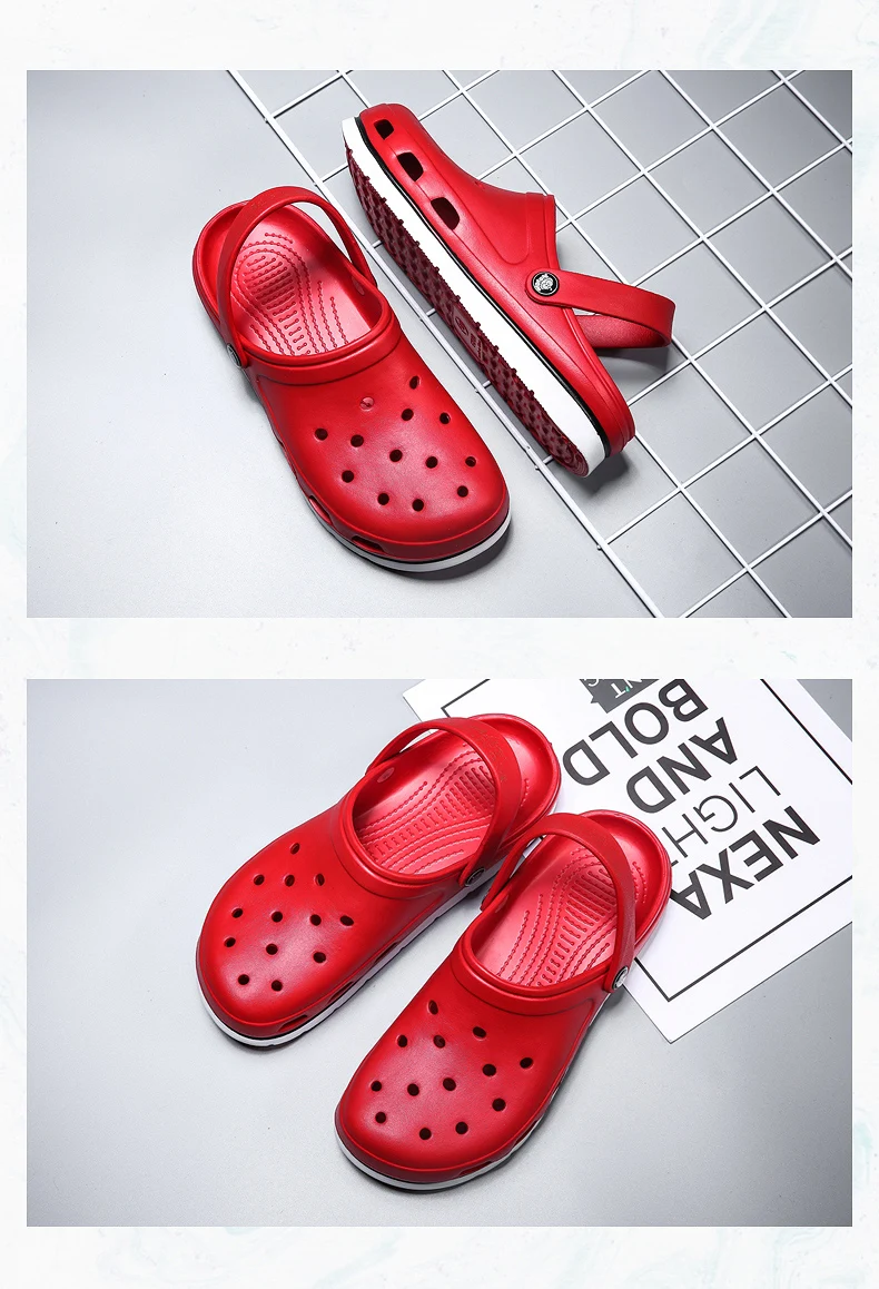 Crocse Crocks/мужские сандалии для бассейна; летняя Уличная обувь для пляжа; мужские садовые Сабо без застежек; Повседневная водонепроницаемая обувь для душа; Crock