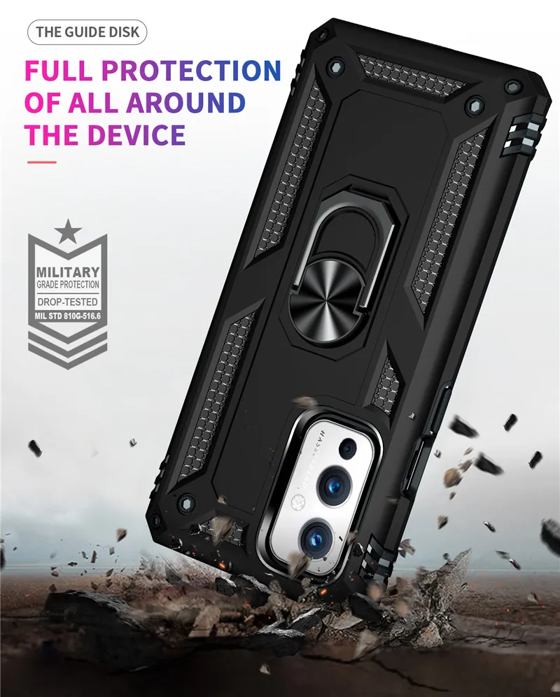 

Phone Case For Oneplus 9 Pro Shockproof Case With Magnetic Car Holder Rugged Ring Armor For One Plus 9 Pro