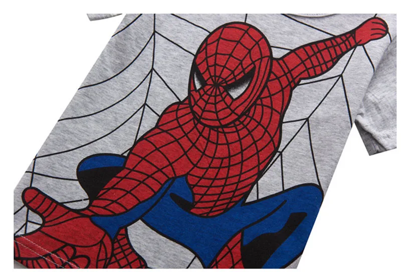Летняя футболка с человеком-пауком для мальчиков хлопковые топы короткими