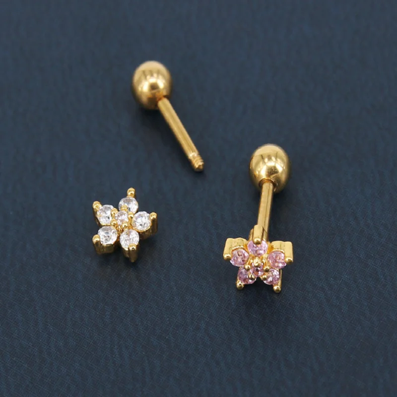 Серьга гвоздик из нержавеющей стали для пирсинга хрящевой ткани уха модное