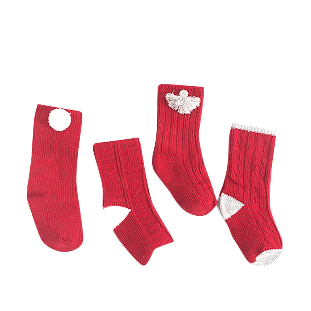 4 Piece Set Autumn Winter Newborn Infant Baby Boys Girls Solid Colors Cotton Floor Socks New Year Gift Box Chaussette 0-3T#g4 | Детская