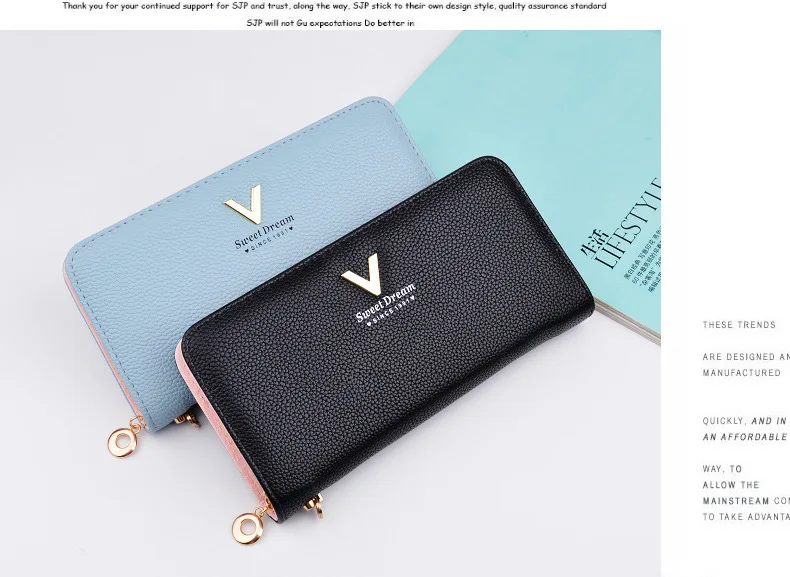 Женский кошелек, сумочка, Длинный кошелек на молнии, тисненая кожа, женский большой кошелек, портмоне, сумка для телефона, мульти-карта, держатель для карт