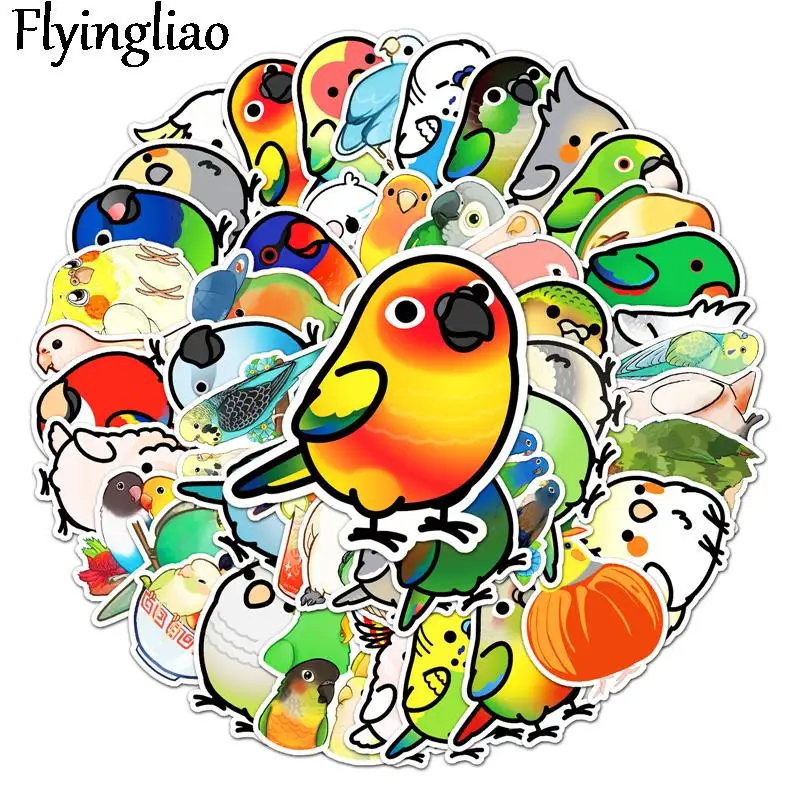 

50pcs Parrot Anime Children Scrapbooking Stickers Waterproof PVC Skateboard Guitar Suitcase Funny Graffiti Sticker Kids Toy