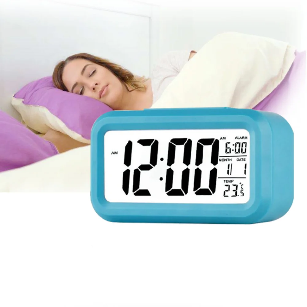 1 шт. светодиодный цифровой будильник электронные часы умный бесшумный дисплей с