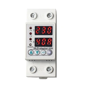 Home Usage Dual LED Display 40A 63A Din Rail 230V Adjustable Voltage Surge Protector Relay with Limit Current Protection