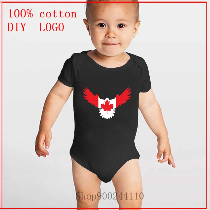 

Eagle Maple Canada Flag white printing Baby Bodysuits solid color Summer Newborn Infant Baby Girls Boys Romper Outfits Jumpsuit