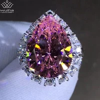wuiha classic 925 sterling silver pear cut 10 ct 3ex vvs pink created moissanite wedding engagement customized ring fine jewelry