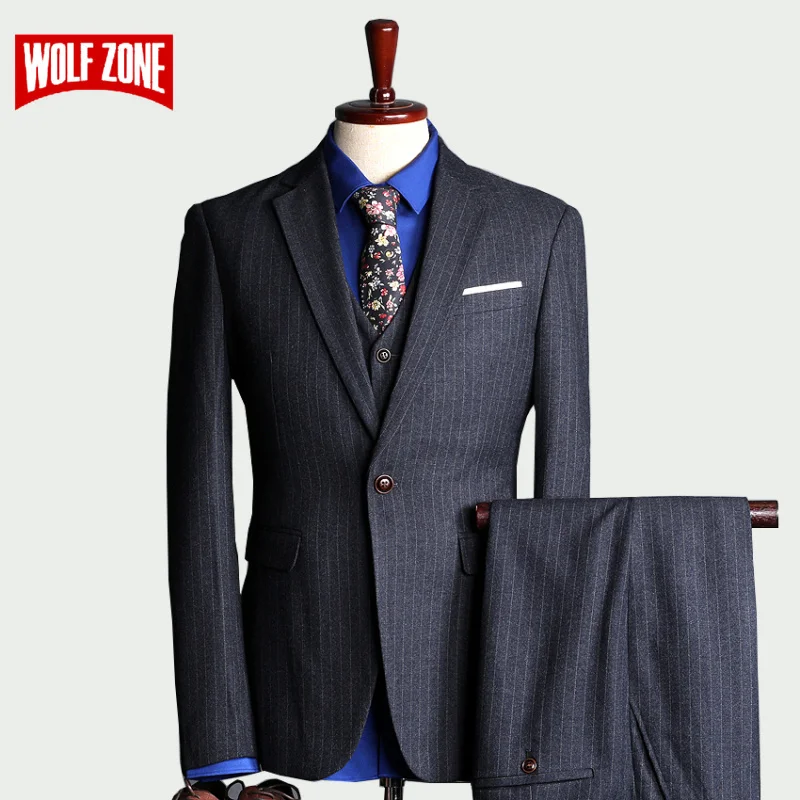 

2020 New Men Suit 3 Pieces Fashion Business Formal Suit Mens Slim Fit Blue Wedding Dress Suits Blazer Pant and Vest With Pants