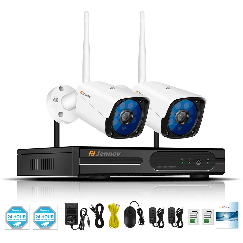 Jennov 8-канальная аудио камера безопасности, система Wifi, видеонаблюдение, 2МП, 1080 P, CCTV камера, система NVR, комплект, HDMI, ночное видение, IP Cam - Цвет: 2 Pcs Cameras