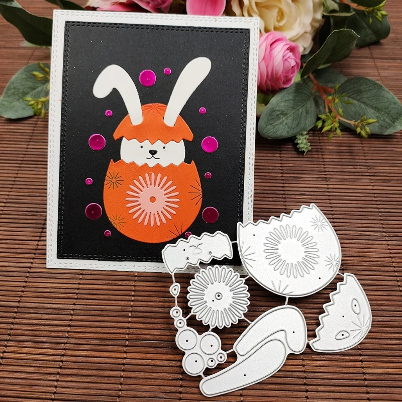 

Easter Cracked Eggs Bunny Metal Cutting Dies Stencil Scrapbook DIY Album Stamp