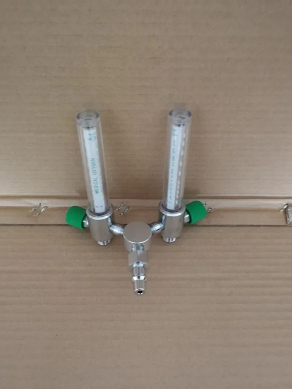 

Hospital use Double oxygen flowmeter with DIN adapter