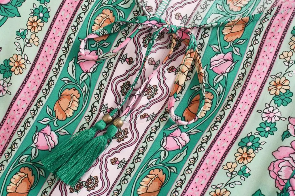 

Floral Printed Mini Dress Summer Women Clothes Long Sleeve V Neck Casual Chic Dresses Female Autumn Lace Beach Holiday Vestidos