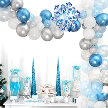 72pcs Snowflake Balloon Garland Arch kit for Winter Wonderland, Christmas, Baby Shower Princess Birthday Party Decoration