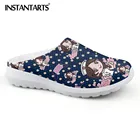 Женские легкие шлепанцы INSTANTARTS, милые Мультяшные пляжные сандалии из сетчатого материала с физиотерапевтическим принтом для медсестер