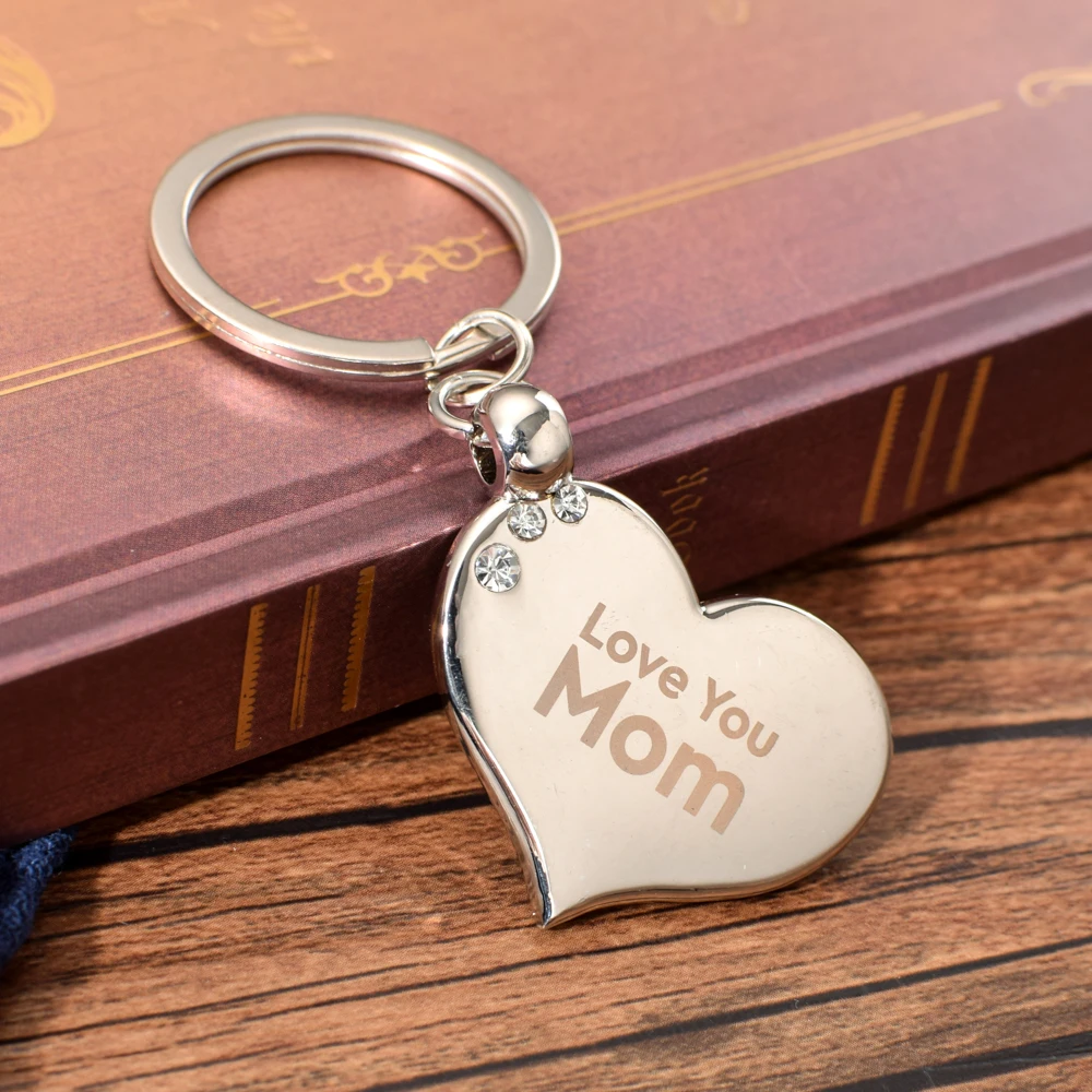Vicney Стразы в форме сердца любовь брелок для ключей Love YOU Mom портативный подвеска