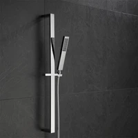 chrome shower faucet slid bar bathroom solid brass material chrome square shower head support faucet accessories