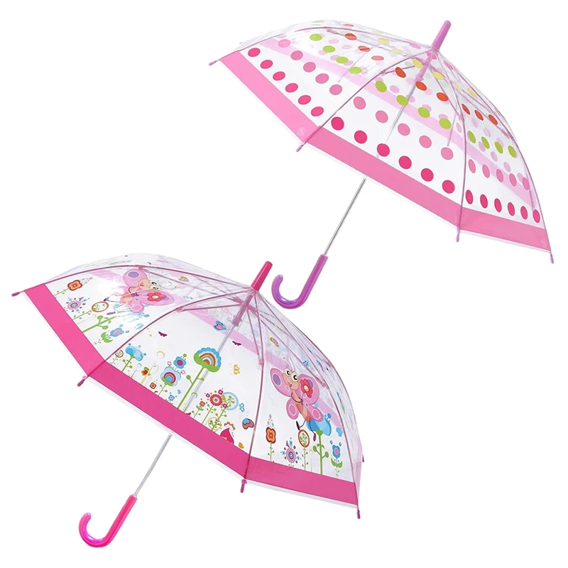 

Kid's Clear Bubble Umbrella Men's And Women's Children's Umbrellas Transparent Long Handle Fashion Umbrella 2 Pack