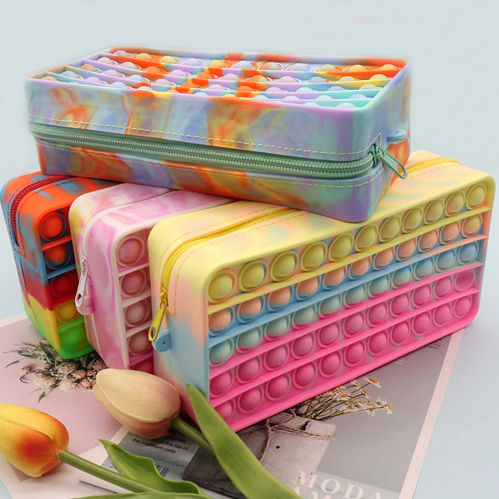 

Silicone Pencil Case Push Bubble Autism Fidget Toys Sensory Squeezing Storage Bags Stress Reliver Antistress Toys for Kids Adult