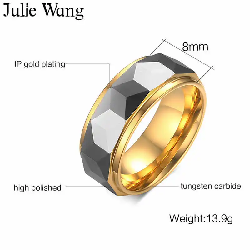 Julie Wang 8 мм карбидные вольфрамовые мужские кольца на палец многогранная Призма