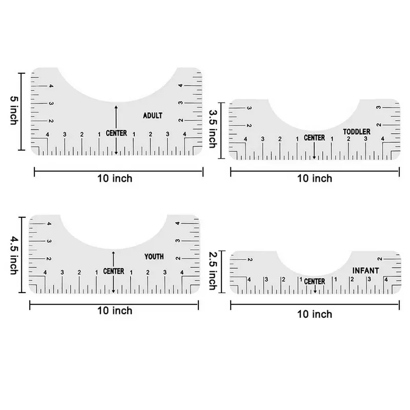 

1/4PCS T-Shirt Alignment Ruler Craft Ruler with Guide Tool for Fashion Design Drawing Template Craft Tool DIY Sewing Accessory