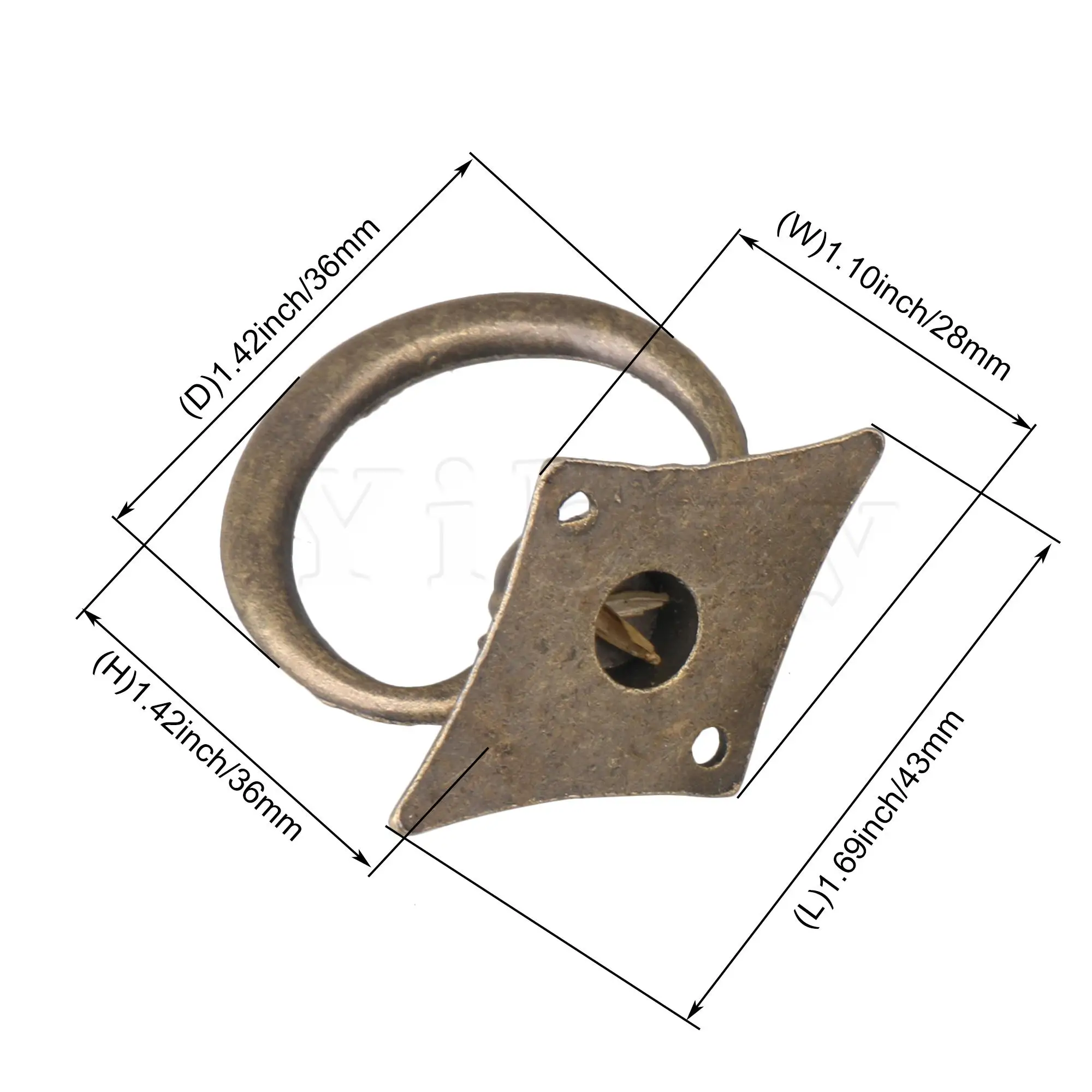 

4 x Bronze Tone Vintage Ring Pull Handles for Cabinet Drawer Dresser