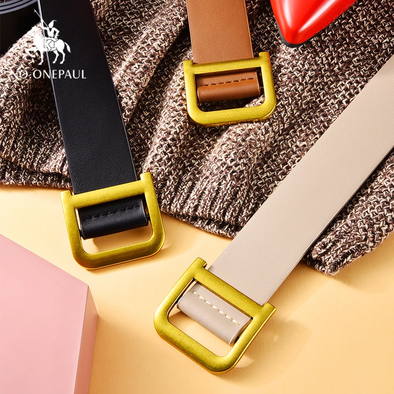 

Ремень NO.ONEPAUL женский с квадратной пряжкой, люксовый брендовый простой винтажный студенческий пояс, регулируемый Модный повседневный