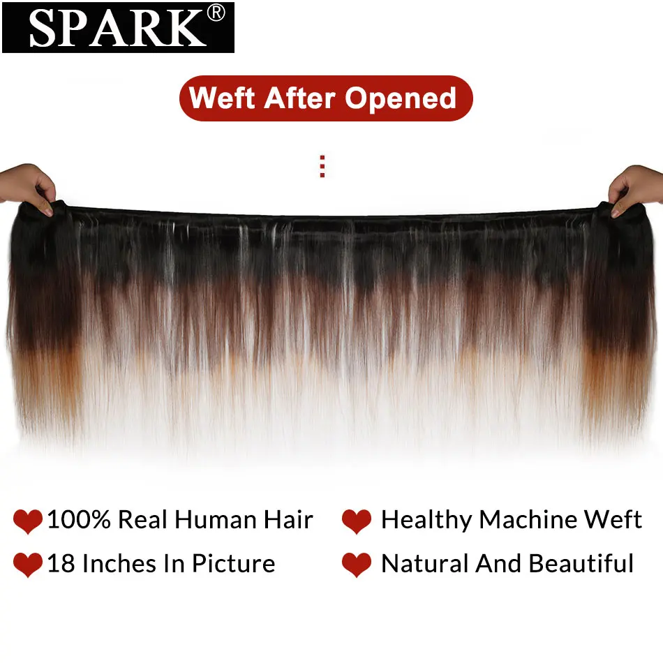 Пряди из 3/4 прямых человеческих волос с эффектом омбре|3/4 пучка на сетке| |