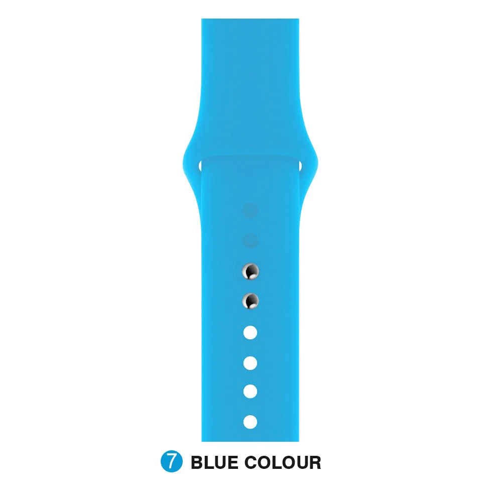 Blue Мягкий силиконовый сменный спортивный ремешок для Apple Watch версии 4, 3, 2, 1, 42 мм, 38 мм, браслет на запястье, ремешок для iWatch 4, 40 мм, 44 мм, спортивный - Цвет ремешка: Blue
