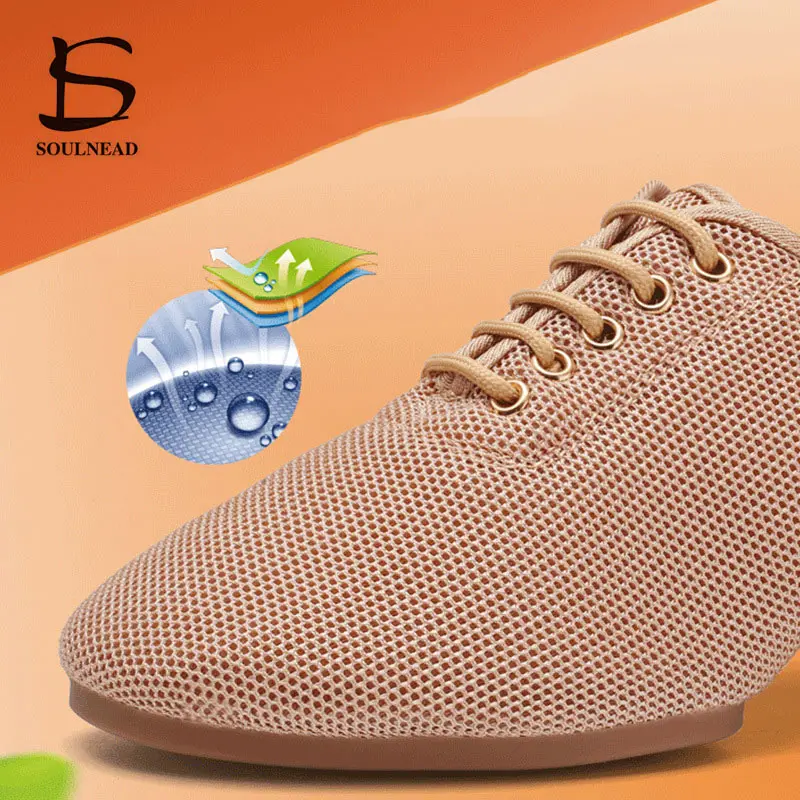 Women Dance Shoes Ladies Jazz Latin Dancing Adult Ballroom Salsa Tango Shoes Female Middle Heeled Breathable Training Sneakers
