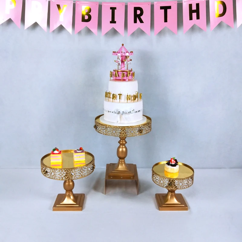 

TobsLace Cake Stand Cake Decorating Supplies Cupcake Tower Stand Wedding Plates Set Metal Round Party Dessert Display Decor Tray