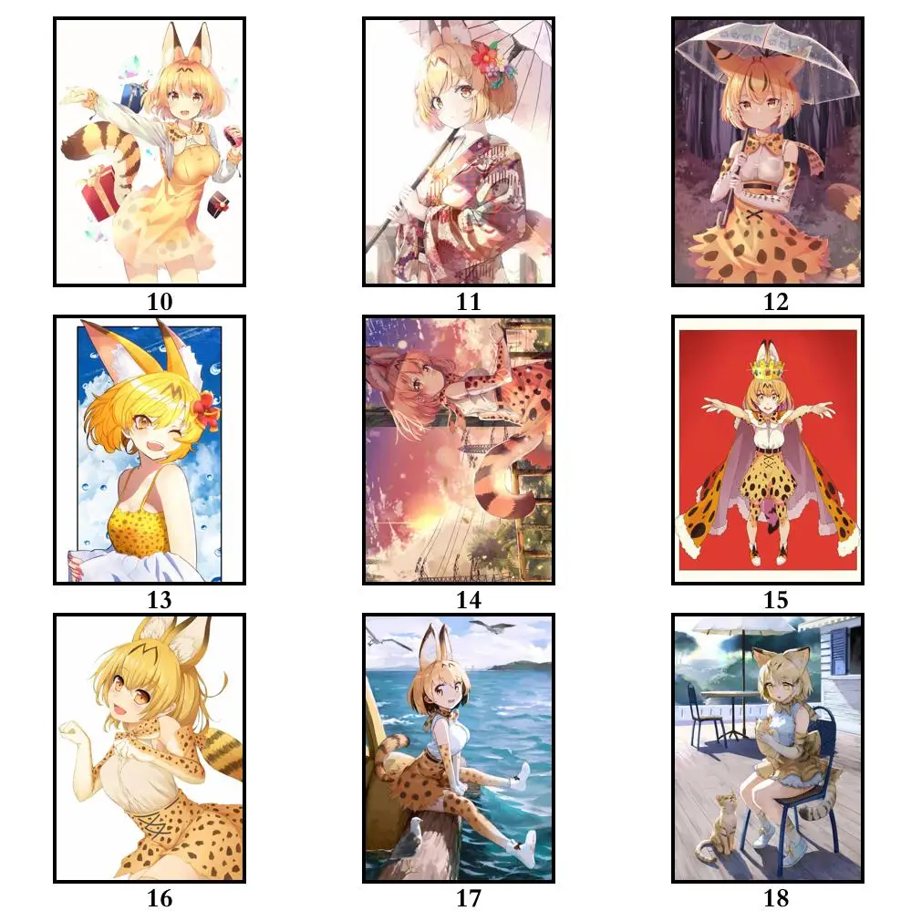 50 Дизайнов Постер Kemono Friends из белой бумаги маскарадная Наклейка на стену для