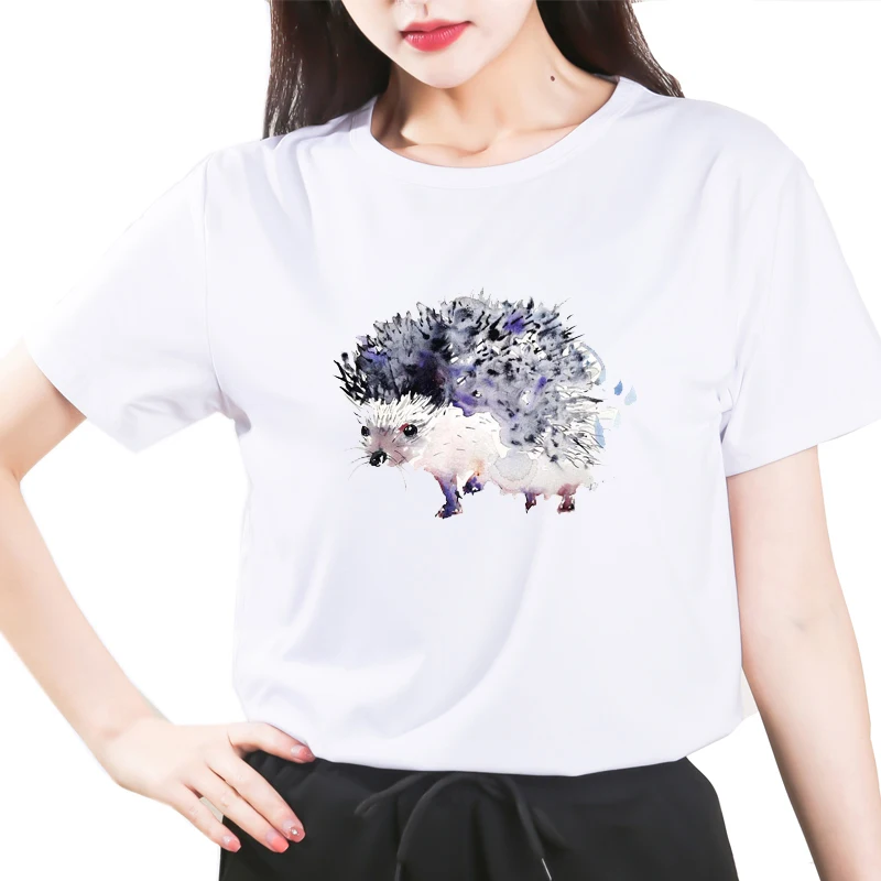 

Women T Shirt 2020 Fashion Plus Size Top Hedgehog Free Hug Print TShirt Female O-Neck Short Sleeve Harajuku Tees Feminina