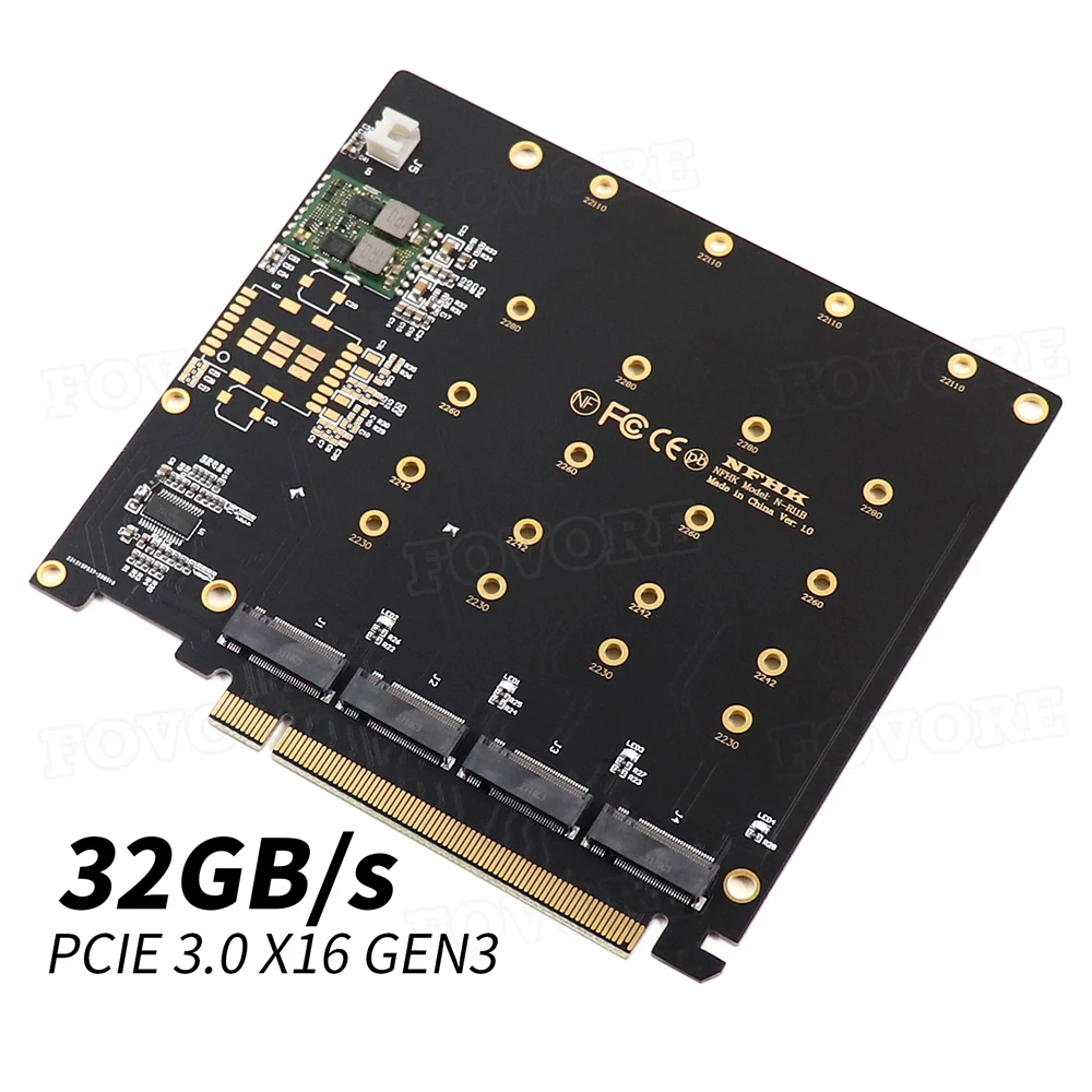 адаптер pcie 40 m2 pcie x16 4 порта m2 nvme m key ssd конве