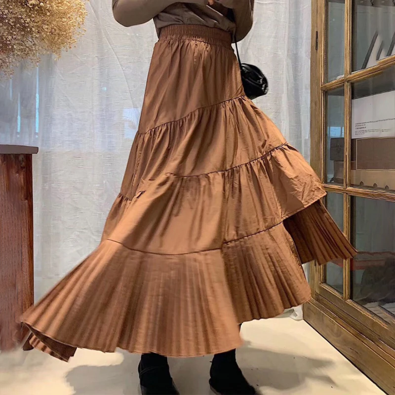 Женская Нерегулярная плиссированная юбка TIGENA длинная с высокой талией для