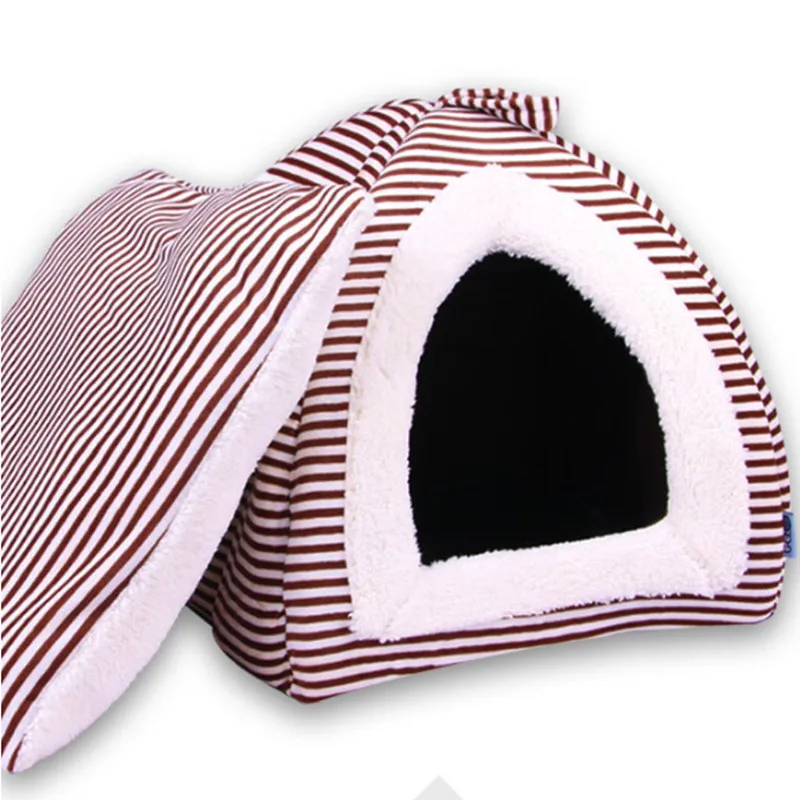 Собака дом складной Рисунок в полоску из хлопка с рисунком кота и собаки кровать
