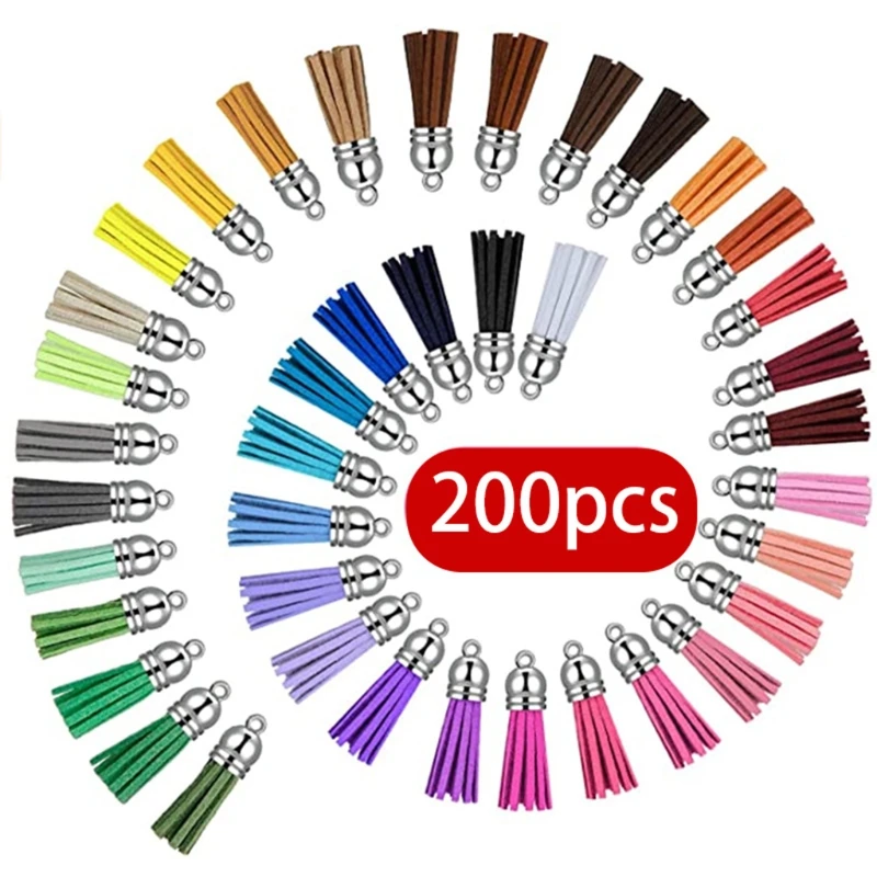 

200Pcs Color Mini Tassel Fringe Pendant DIY Accessories Party Hanging Ring Cords Tassel Trim Garments Curtains Jewelry Decor Tas