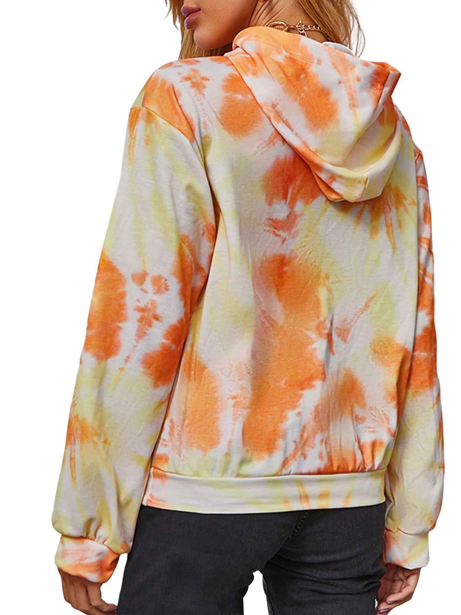 

Womens Tie Dye Printed Hoodies, Fashion Long Sleeve Loose Hooded Tops Sweatshirts