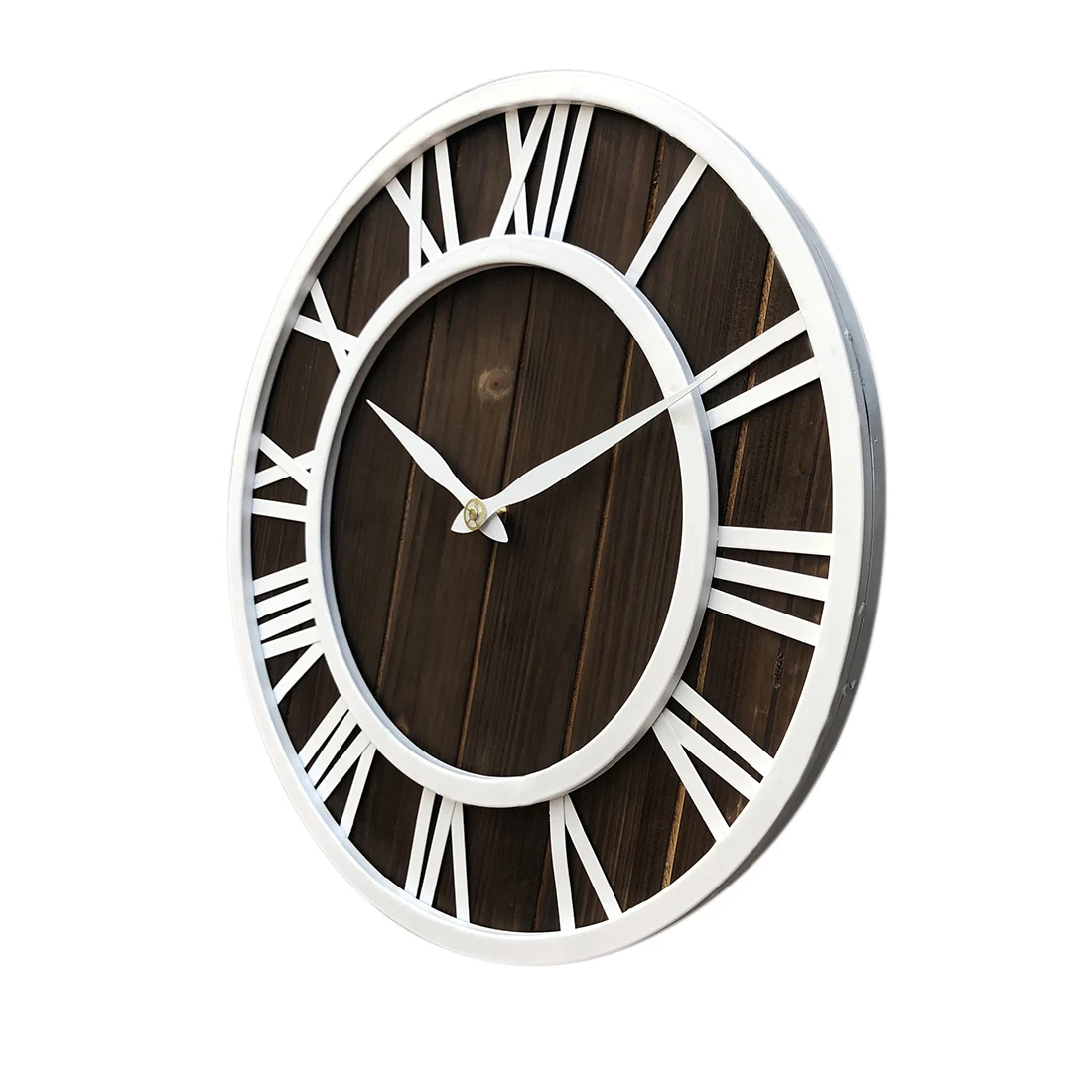 40 см Европейский стиль железные часы из цельного дерева бесшумные настенные